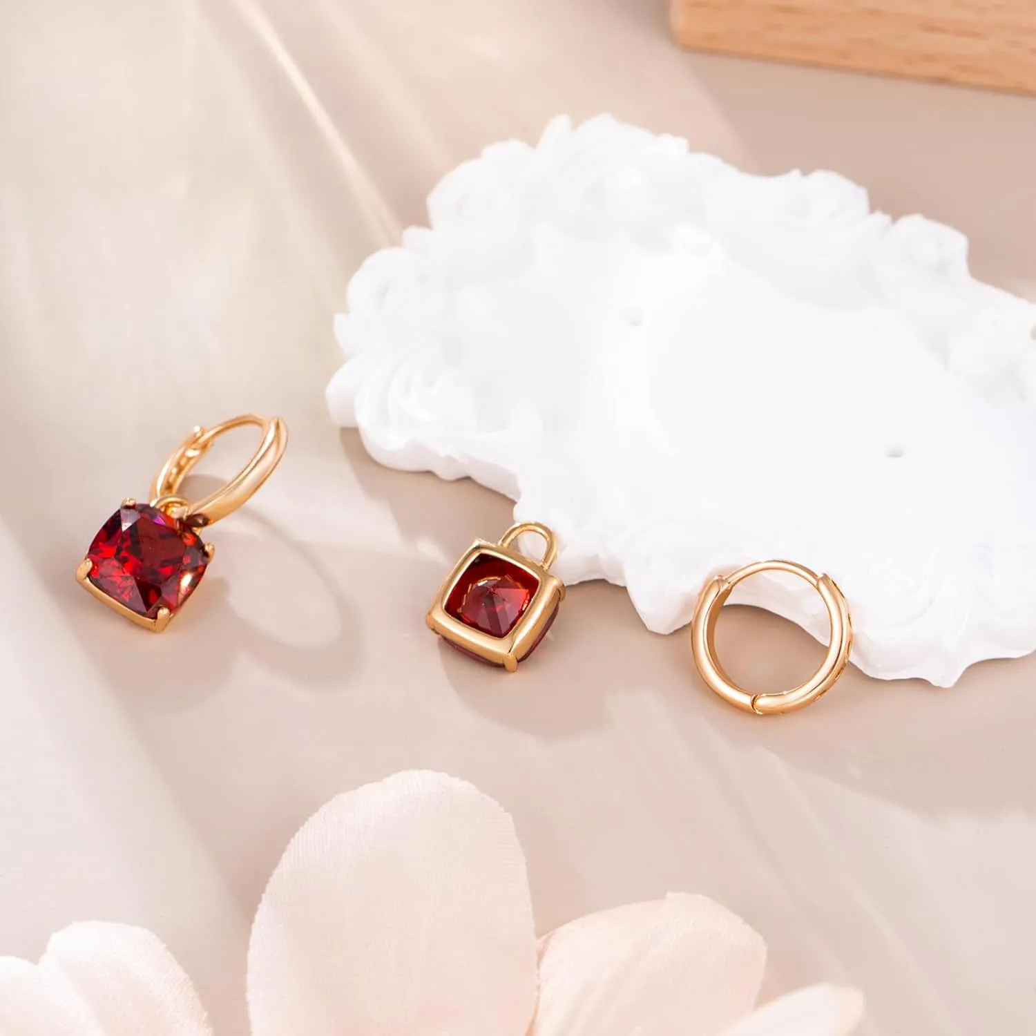 XUPING Small Huggie Earrings Dangle Crystal Hoop Earrings 14k Gold Plated Hypoallergenic Earrings