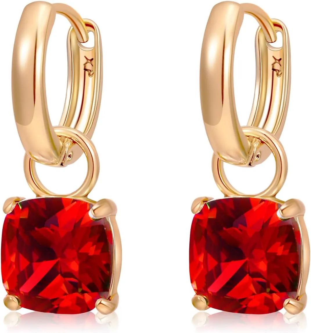 XUPING Small Huggie Earrings Dangle Crystal Hoop Earrings 14k Gold Plated Hypoallergenic Earrings