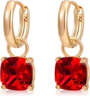 XUPING Small Huggie Earrings Dangle Crystal Hoop Earrings 14k Gold Plated Hypoallergenic Earrings