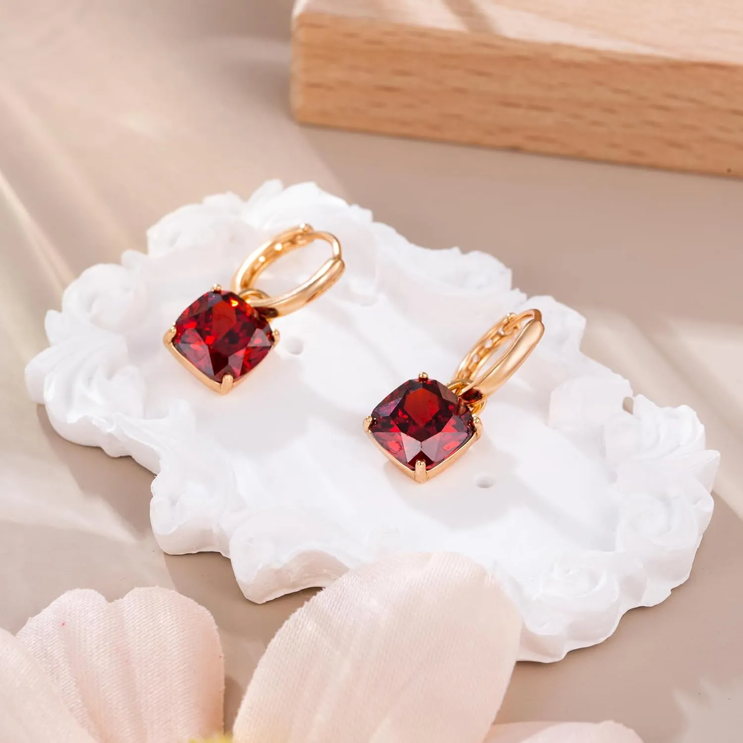 XUPING Small Huggie Earrings Dangle Crystal Hoop Earrings 14k Gold Plated Hypoallergenic Earrings