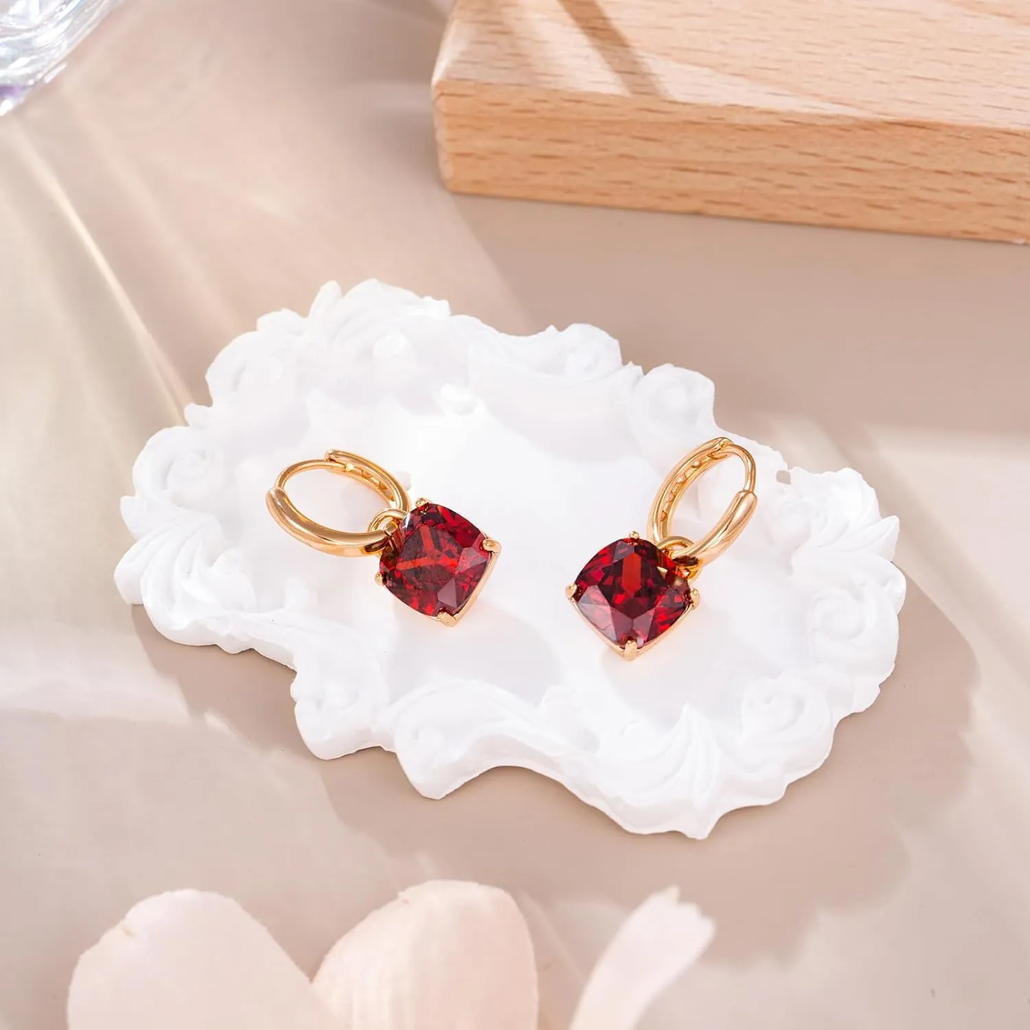 XUPING Small Huggie Earrings Dangle Crystal Hoop Earrings 14k Gold Plated Hypoallergenic Earrings