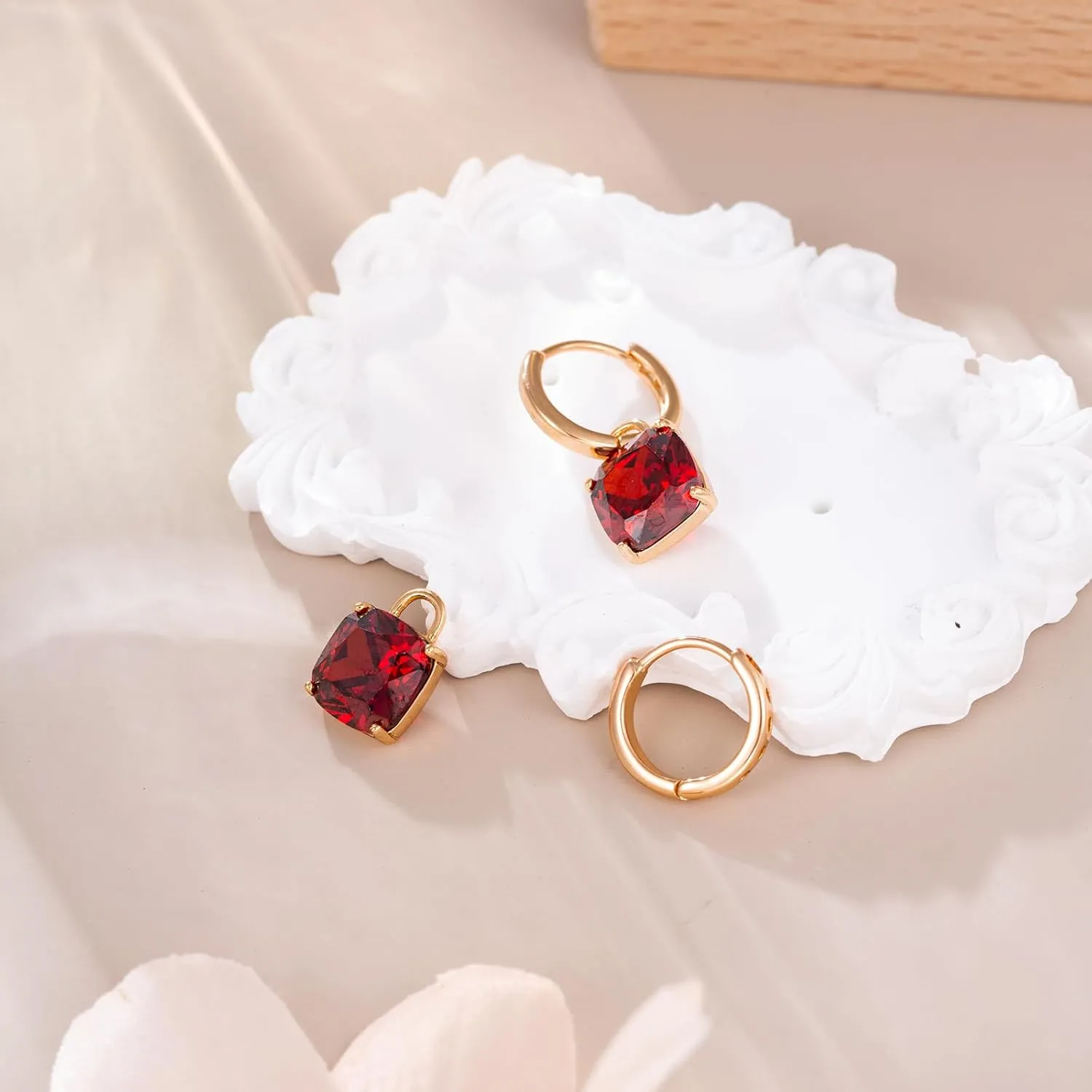 XUPING Small Huggie Earrings Dangle Crystal Hoop Earrings 14k Gold Plated Hypoallergenic Earrings