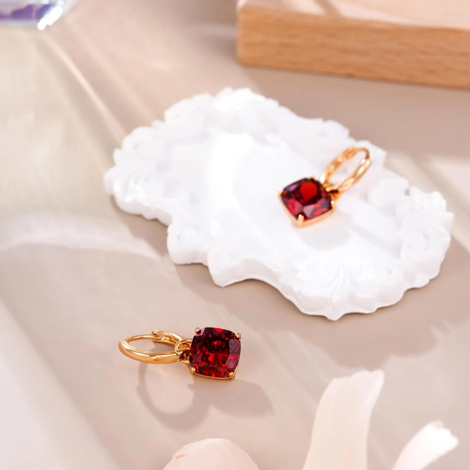 XUPING Small Huggie Earrings Dangle Crystal Hoop Earrings 14k Gold Plated Hypoallergenic Earrings