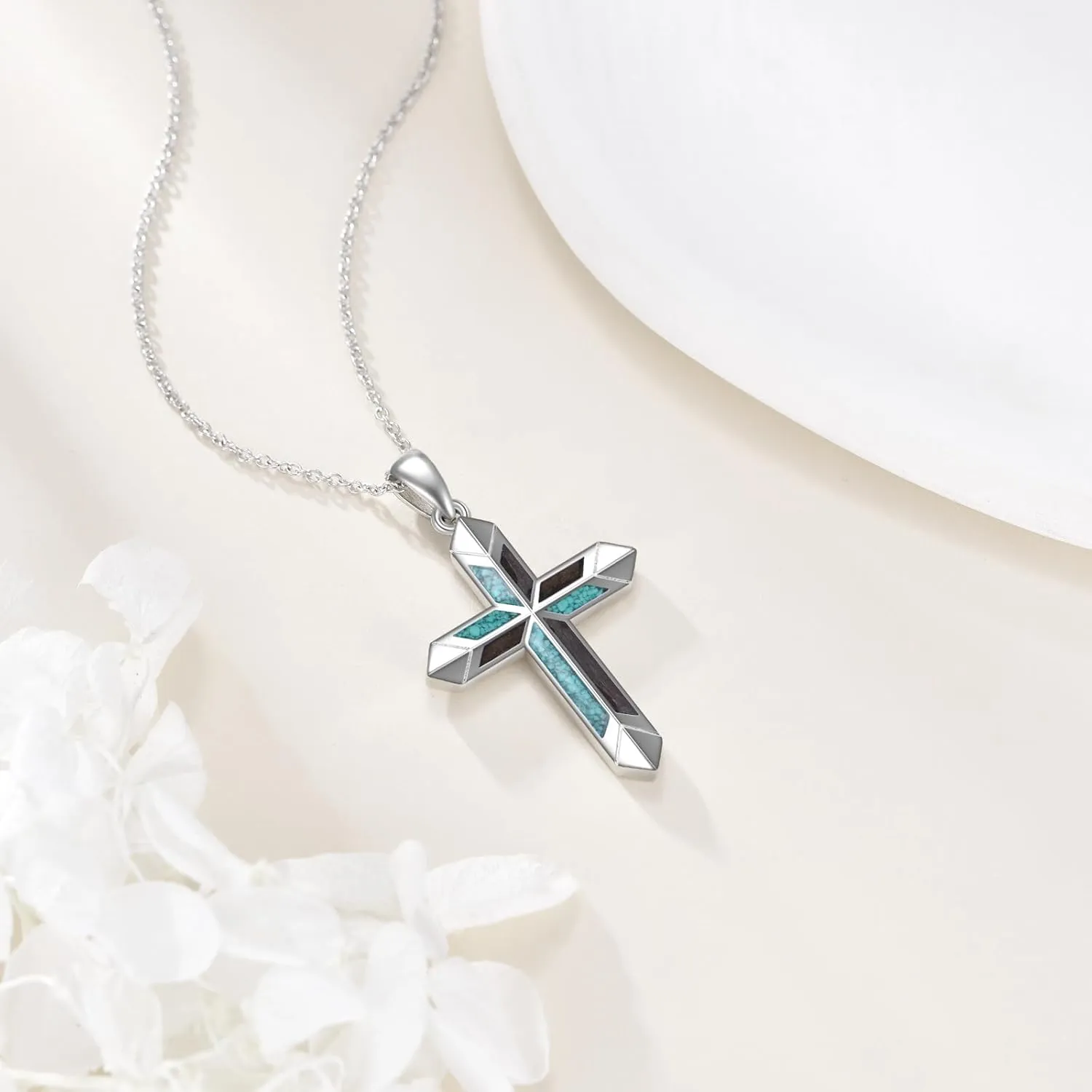 YFN Cross Necklace with Sunflower Rose Flower Sterling Silver Infinity Love Celtic Knot Pendant Necklace for Women