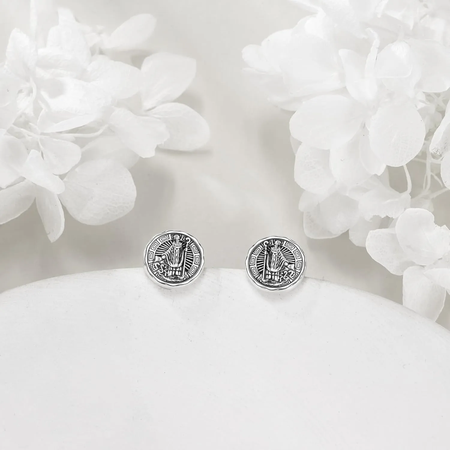 YFN Saint Michael Earrings Sterling Silver Religious Protector Earrings St Michael Archangel Jewelry Gifts for Women Men