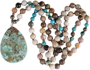 YGLINE Chakra 108 Mala Beads Bracelet Real Healing Gemstone Yoga Meditation Hand Knotted Mala Prayer Bead Necklace
