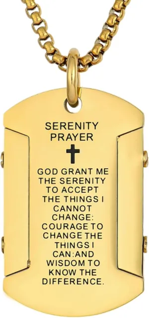 YL Cross Necklaces for Men Stainless Steel Dog Tags Pendant Rolo Chain Bible Prayer Jewelry