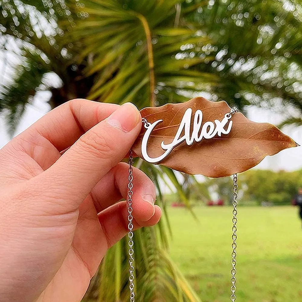 Yoke Style Custom Name Necklace for Women, Customized Nameplate Necklace Dainty Personalized Jewelry Gifts for Girlfriend, Mom