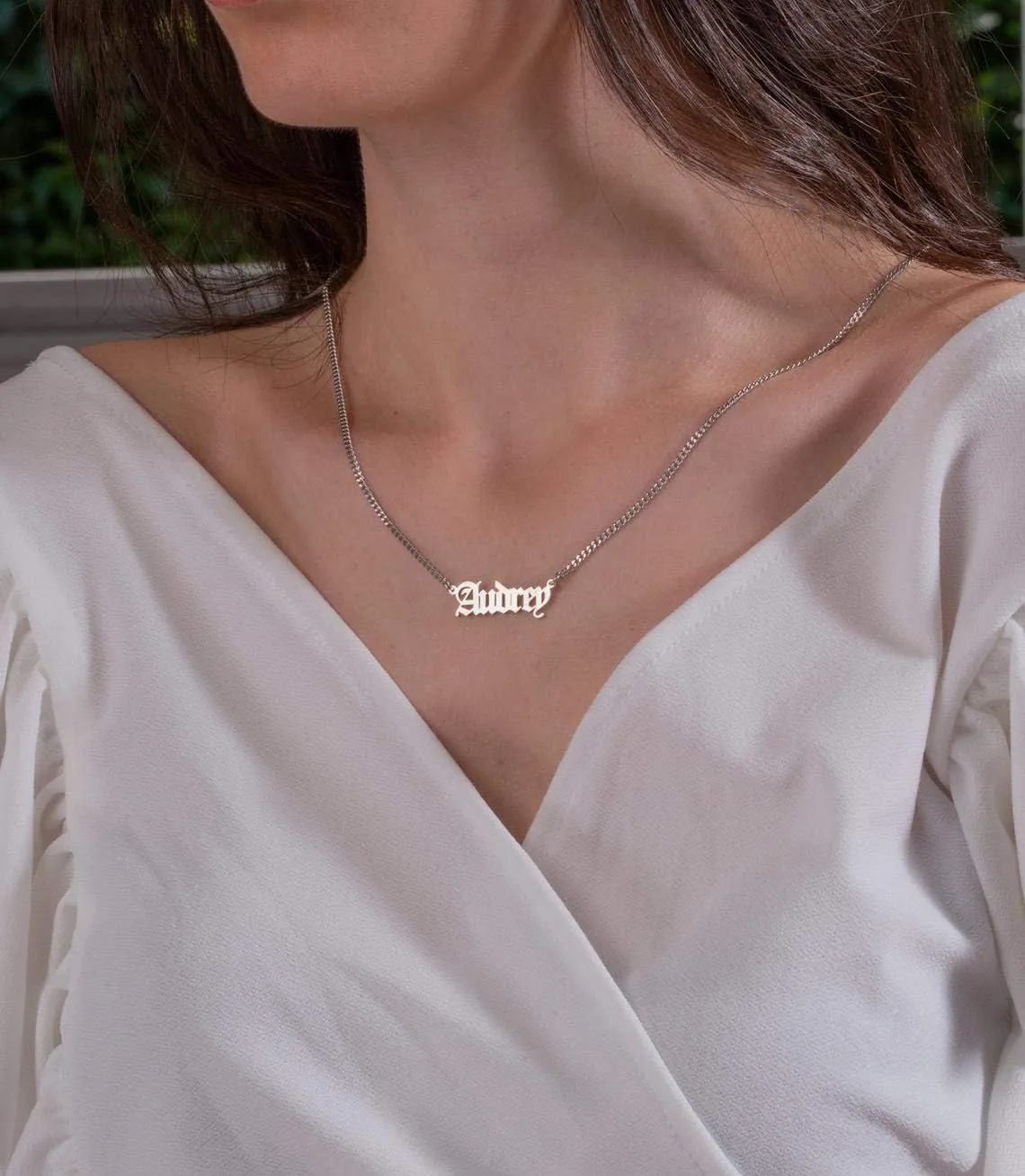 Yoke Style Custom Name Necklace for Women, Customized Nameplate Necklace Dainty Personalized Jewelry Gifts for Girlfriend, Mom