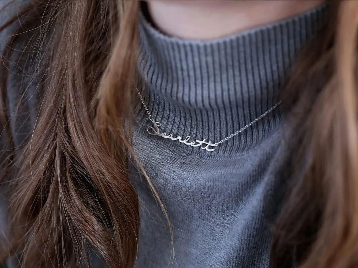 Yoke Style Custom Name Necklace for Women, Customized Nameplate Necklace Dainty Personalized Jewelry Gifts for Girlfriend, Mom