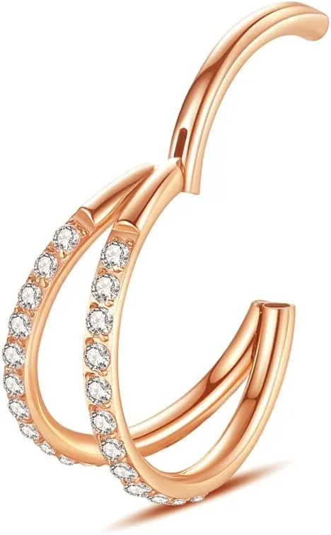 Yrogcu Nose Ring Lip Rings Septum-Clicker:8G 10G 12G14G 16G 18G 20G Dia.6mm 8mm 10mm 12mm 14mm 16mm Hinged Nose Piercing Hoop Ring Sleeper Earring Helix Rook Conch Cartilage Daith Tragus Earrings Nose Piercing Jewelry