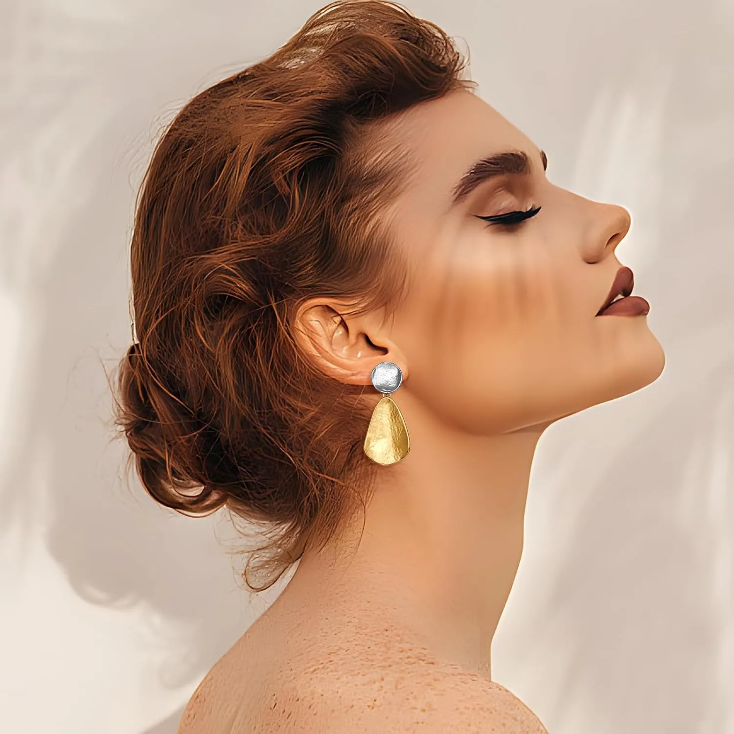 YUJIE Gold Earrings for Women Geometric Chunky Dangle Earring 18k Gold Plated Trendy Silvery Two-Tone Statement Jewelry