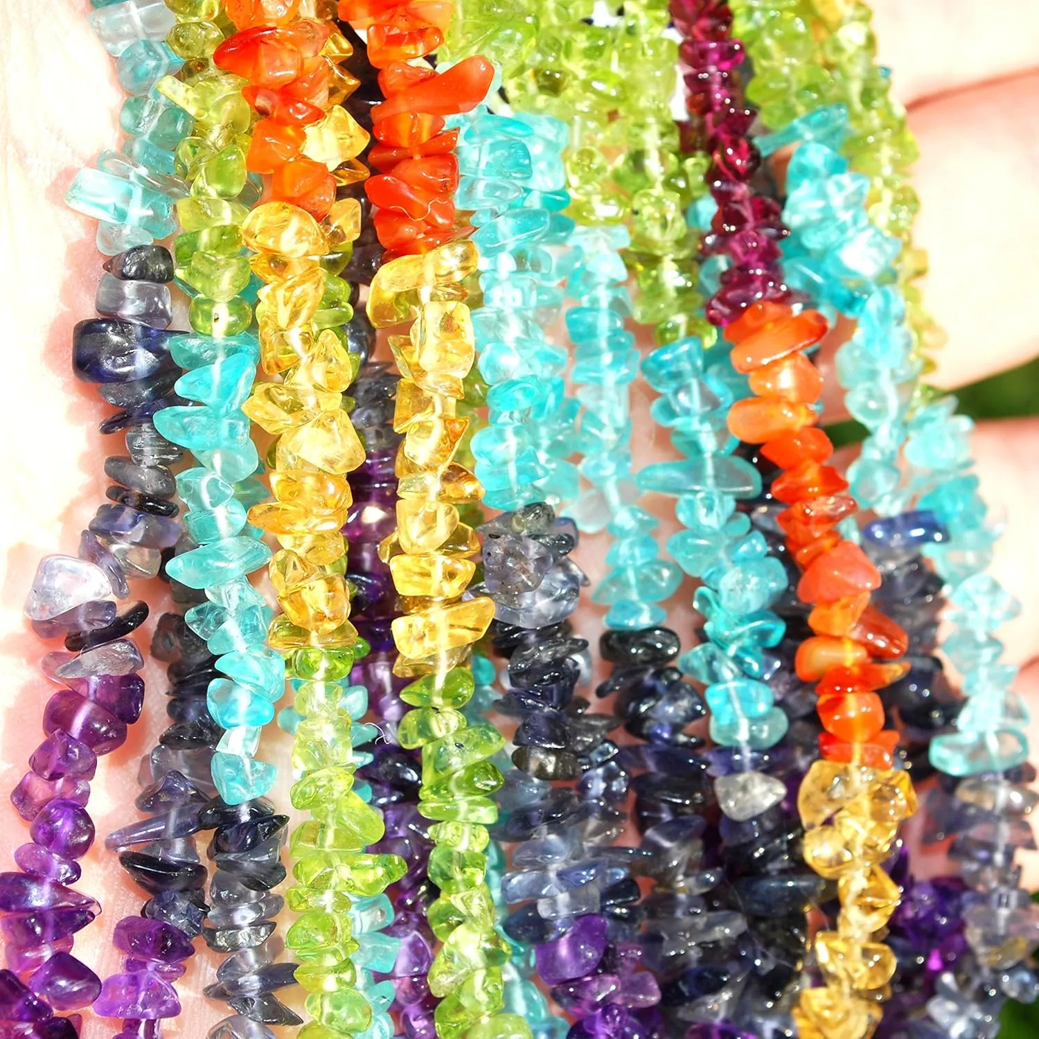 Zenergy Gems Selenite Charged Natural Gemstone Chip Necklaces   Selenite Puffy Heart Charger [Included]